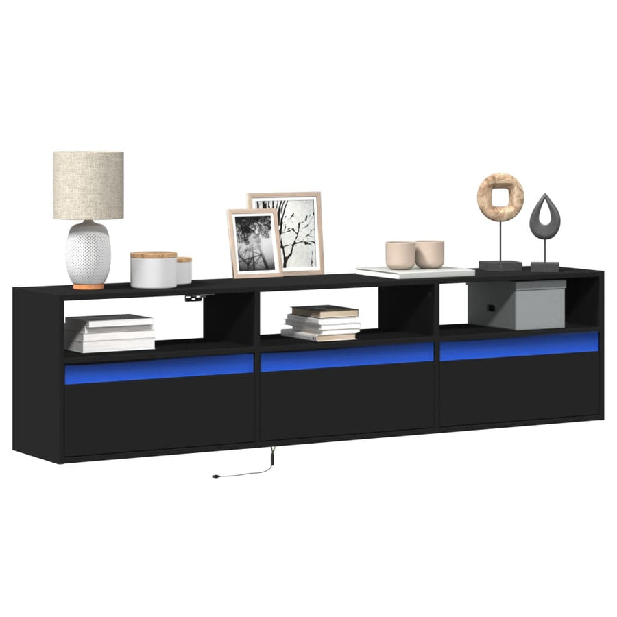 TV-wandkast met LED Zwart 180x31x45 cm