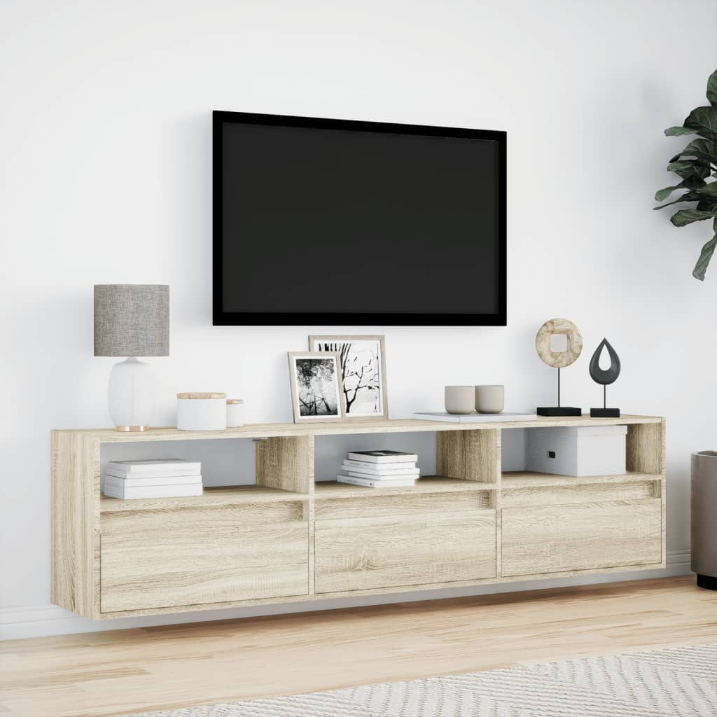 Tv-wandmeubel met LED-verlichting 180x31x45 cm sonoma eiken