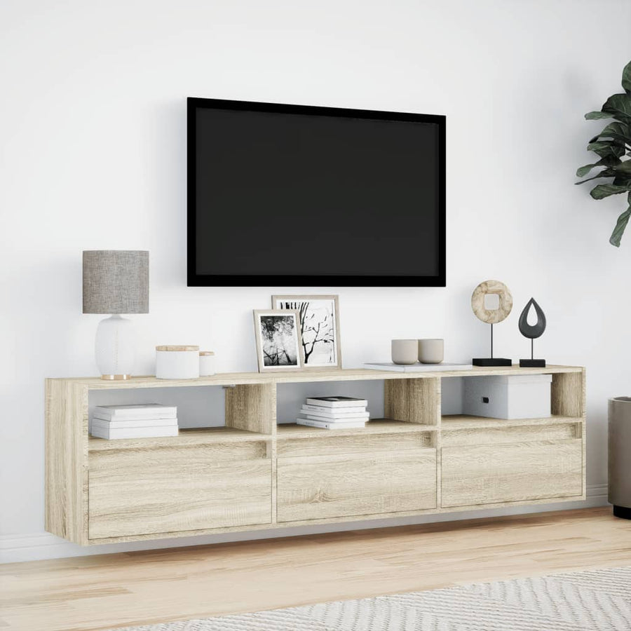 Tv-wandmeubel met LED-verlichting 180x31x45 cm sonoma eiken