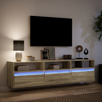 Tv-wandmeubel met LED-verlichting 180x31x45 cm sonoma eiken