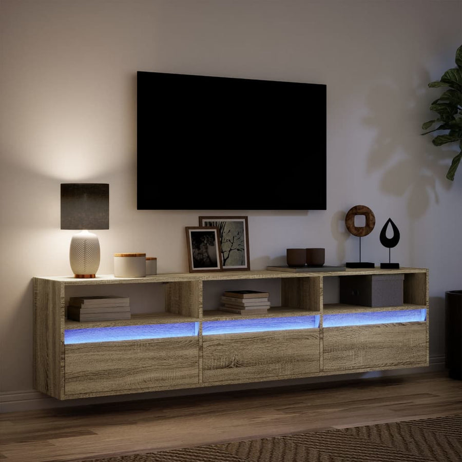 Tv-wandmeubel met LED-verlichting 180x31x45 cm sonoma eiken