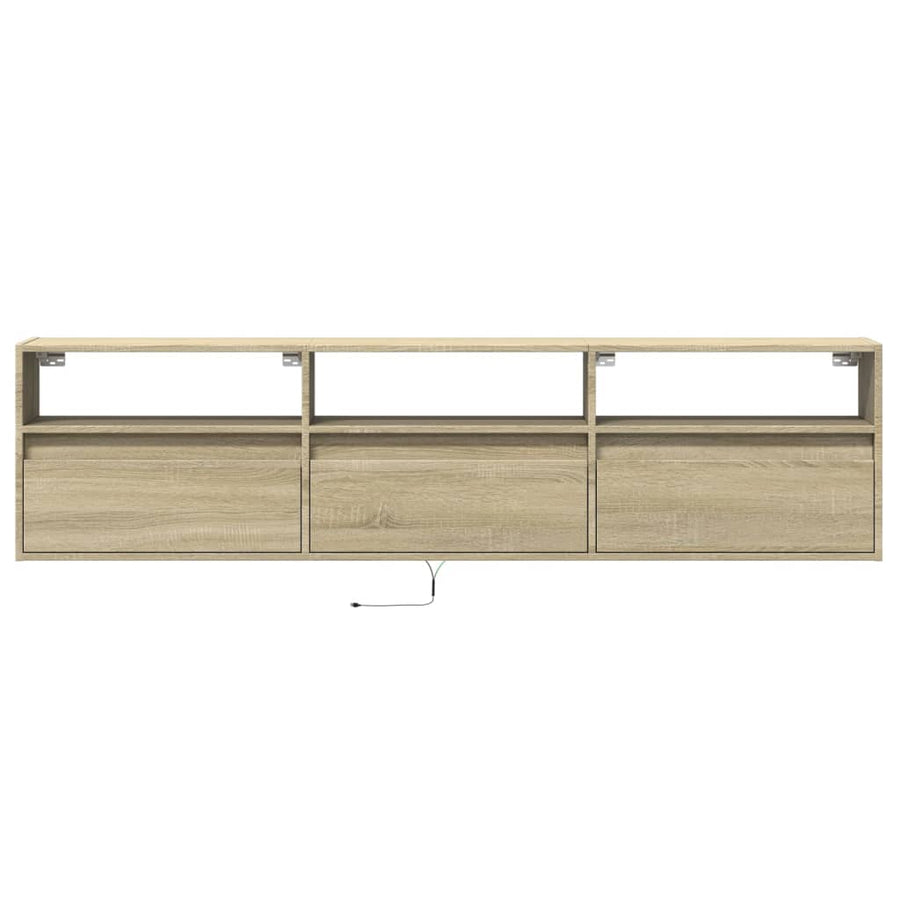 Tv-wandmeubel met LED-verlichting 180x31x45 cm sonoma eiken