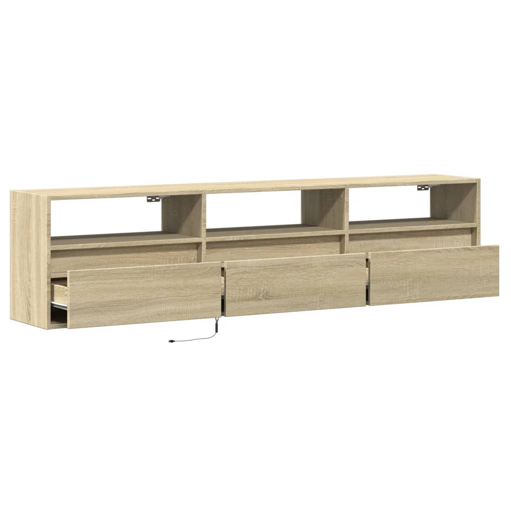 Tv-wandmeubel met LED-verlichting 180x31x45 cm sonoma eiken