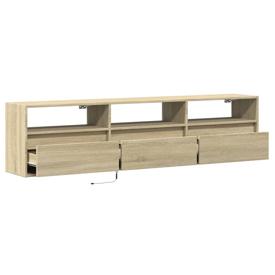 Tv-wandmeubel met LED-verlichting 180x31x45 cm sonoma eiken