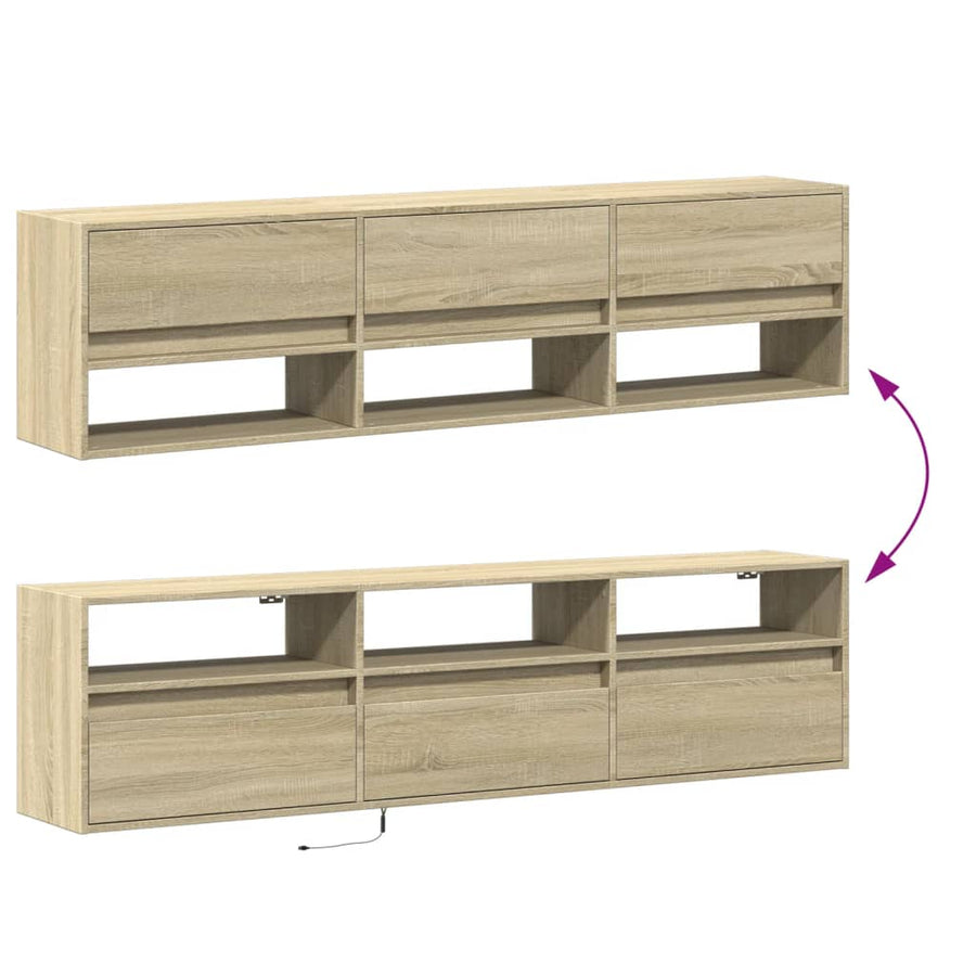 Tv-wandmeubel met LED-verlichting 180x31x45 cm sonoma eiken