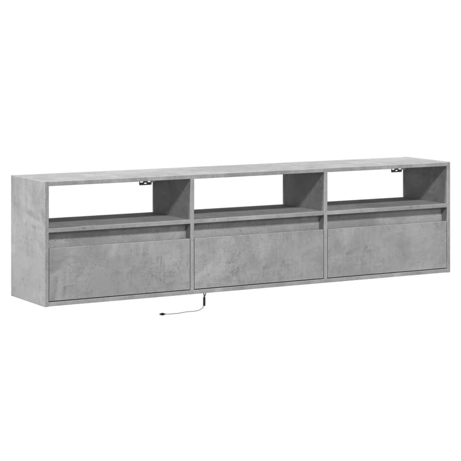 Tv-wandmeubel met LED-verlichting 180x31x45 cm betongrijs