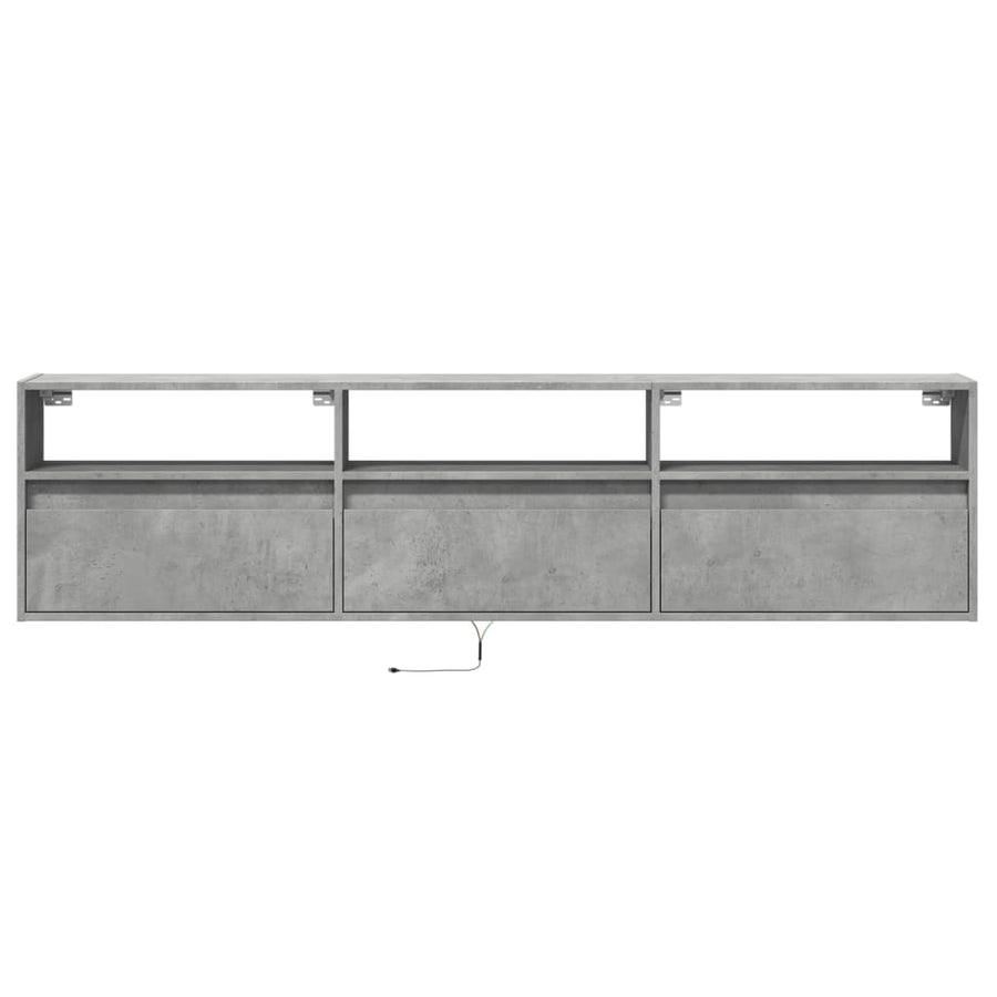 Tv-wandmeubel met LED-verlichting 180x31x45 cm betongrijs