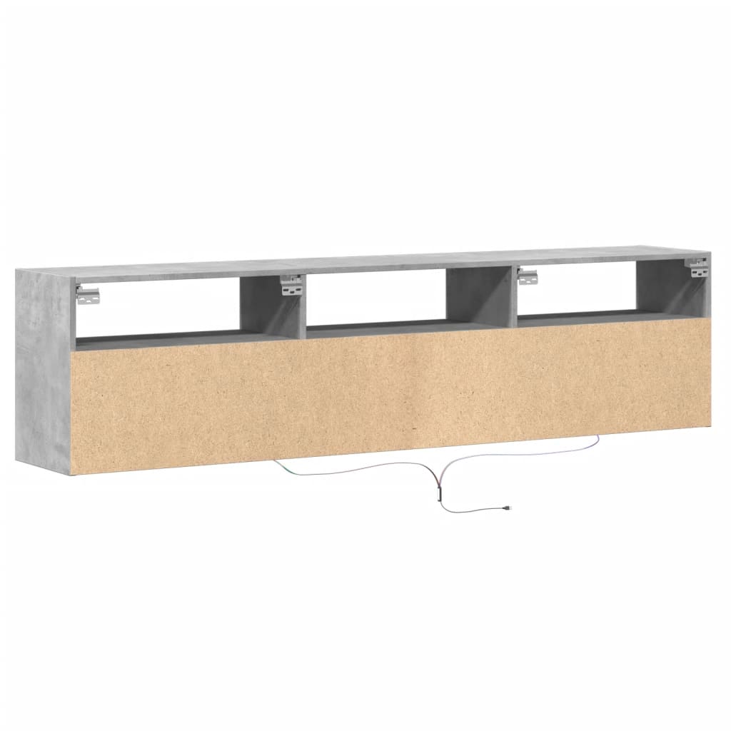 Tv-wandmeubel met LED-verlichting 180x31x45 cm betongrijs