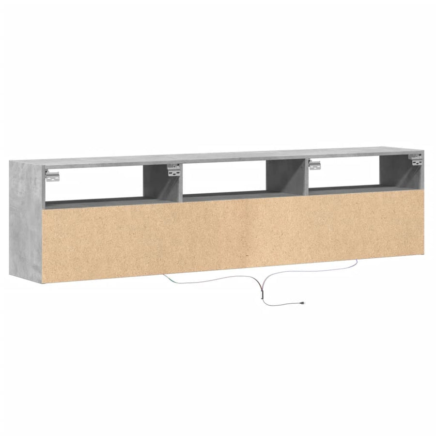 Tv-wandmeubel met LED-verlichting 180x31x45 cm betongrijs