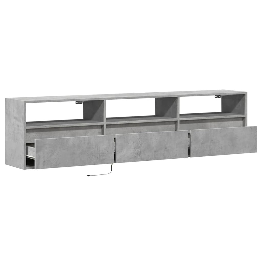 Tv-wandmeubel met LED-verlichting 180x31x45 cm betongrijs