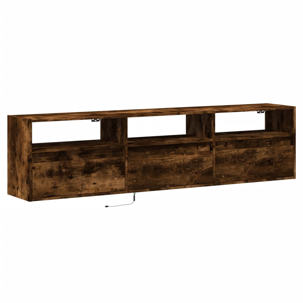 Tv-wandmeubel met LED-verlichting 180x31x45 cm gerookt eiken