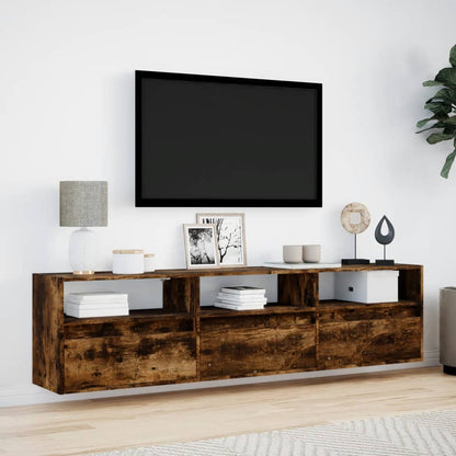 Tv-wandmeubel met LED-verlichting 180x31x45 cm gerookt eiken