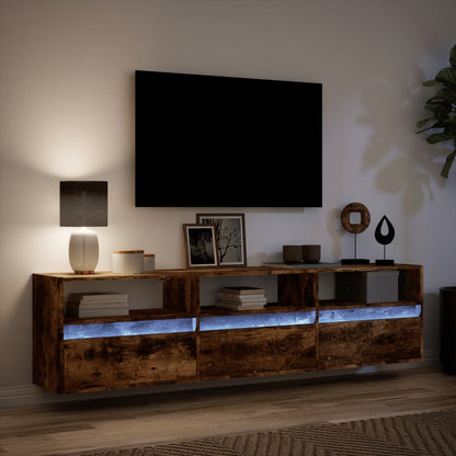 Tv-wandmeubel met LED-verlichting 180x31x45 cm gerookt eiken