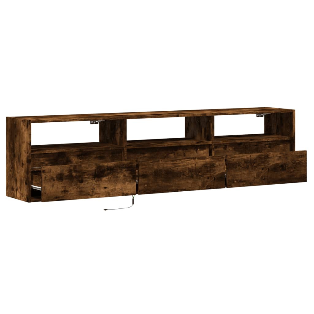 Tv-wandmeubel met LED-verlichting 180x31x45 cm gerookt eiken