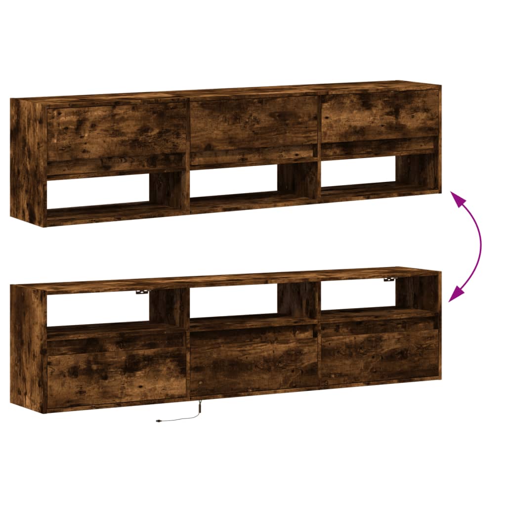 Tv-wandmeubel met LED-verlichting 180x31x45 cm gerookt eiken