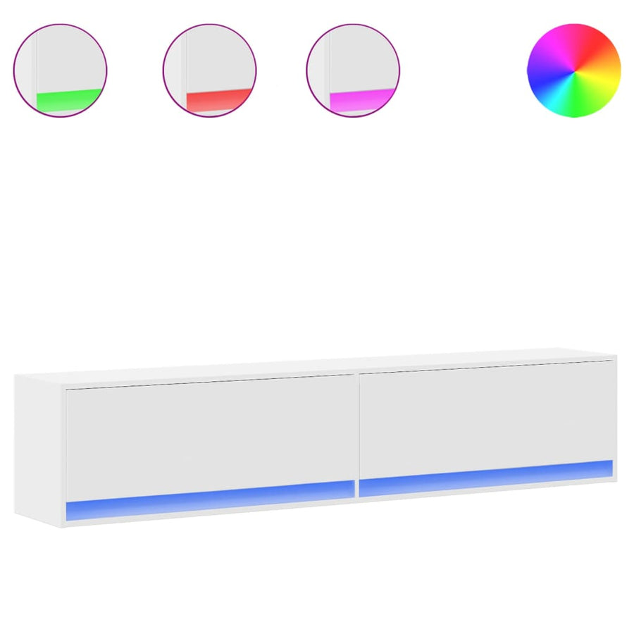 Tv-wandmeubel met LED-verlichting 180x31x38 cm wit