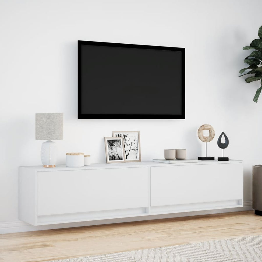 Tv-wandmeubel met LED-verlichting 180x31x38 cm wit