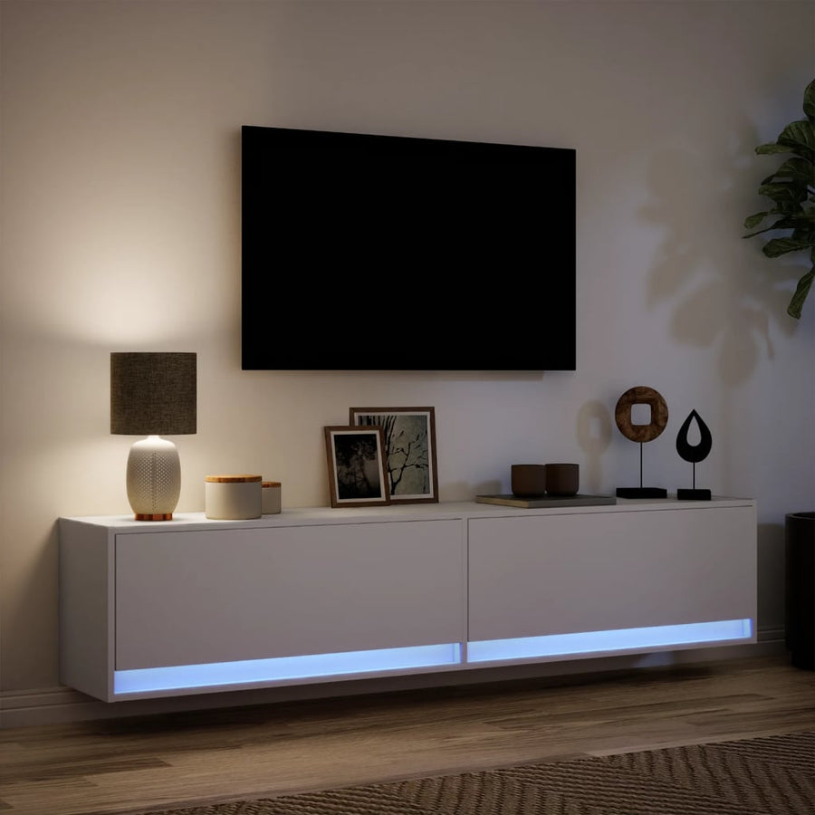 Tv-wandmeubel met LED-verlichting 180x31x38 cm wit