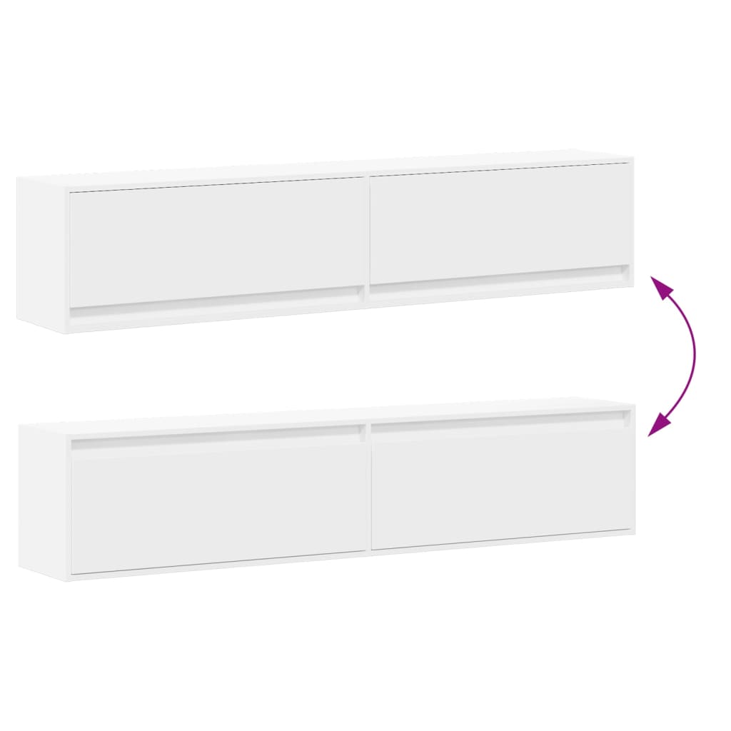 Tv-wandmeubel met LED-verlichting 180x31x38 cm wit