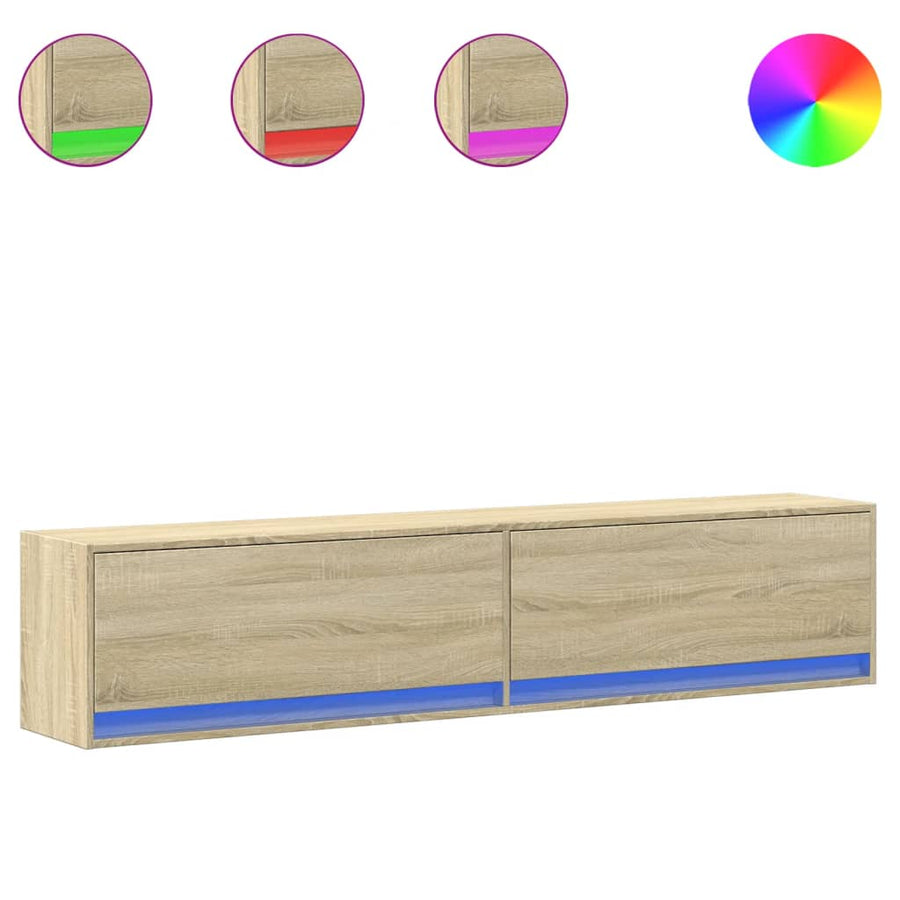 Tv-wandmeubel met LED-verlichting 180x31x38 cm sonoma eiken