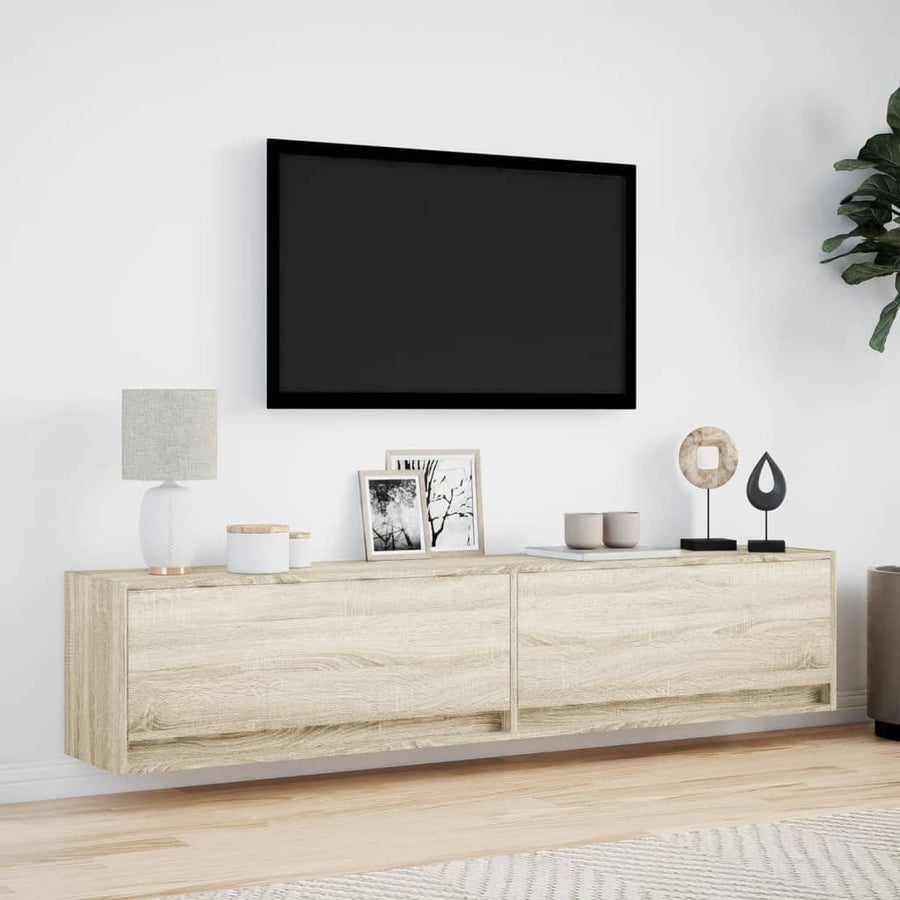 Tv-wandmeubel met LED-verlichting 180x31x38 cm sonoma eiken