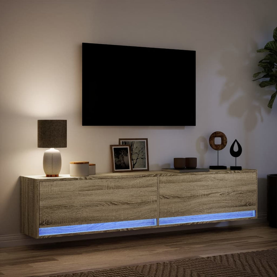 Tv-wandmeubel met LED-verlichting 180x31x38 cm sonoma eiken