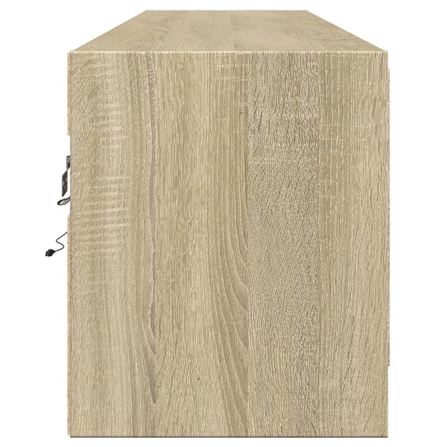 Tv-wandmeubel met LED-verlichting 180x31x38 cm sonoma eiken