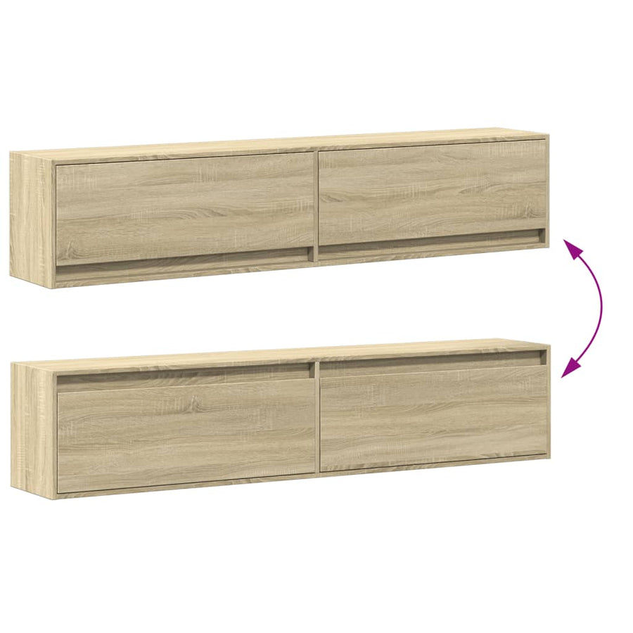 Tv-wandmeubel met LED-verlichting 180x31x38 cm sonoma eiken