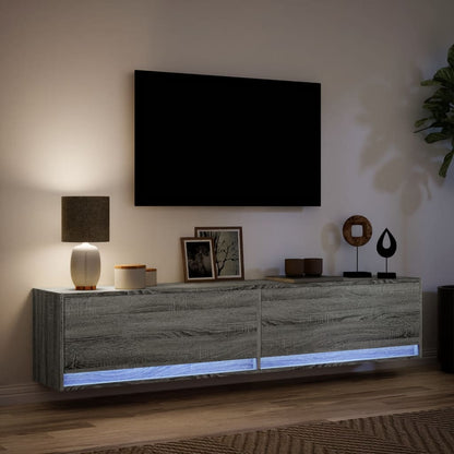 Tv-wandmeubel met LED-verlichting 180x31x38 cm grijs sonoma