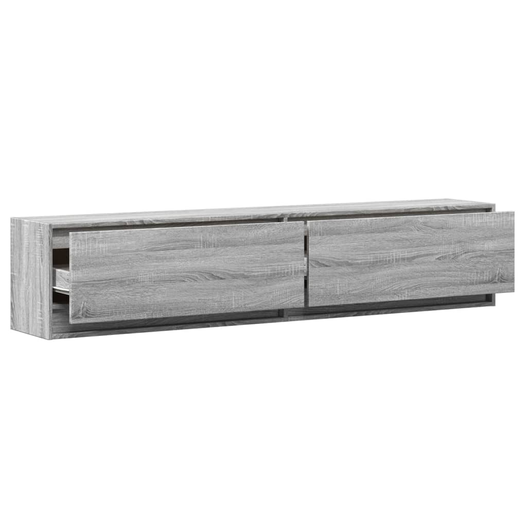 Tv-wandmeubel met LED-verlichting 180x31x38 cm grijs sonoma