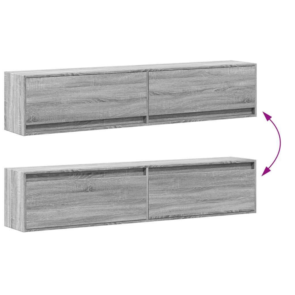 Tv-wandmeubel met LED-verlichting 180x31x38 cm grijs sonoma