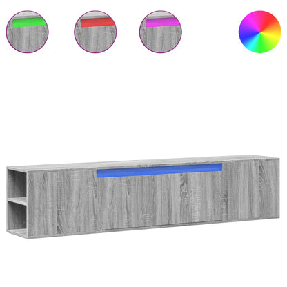 Tv-wandmeubel met LED-verlichting 180x31x39,5 cm grijs sonoma