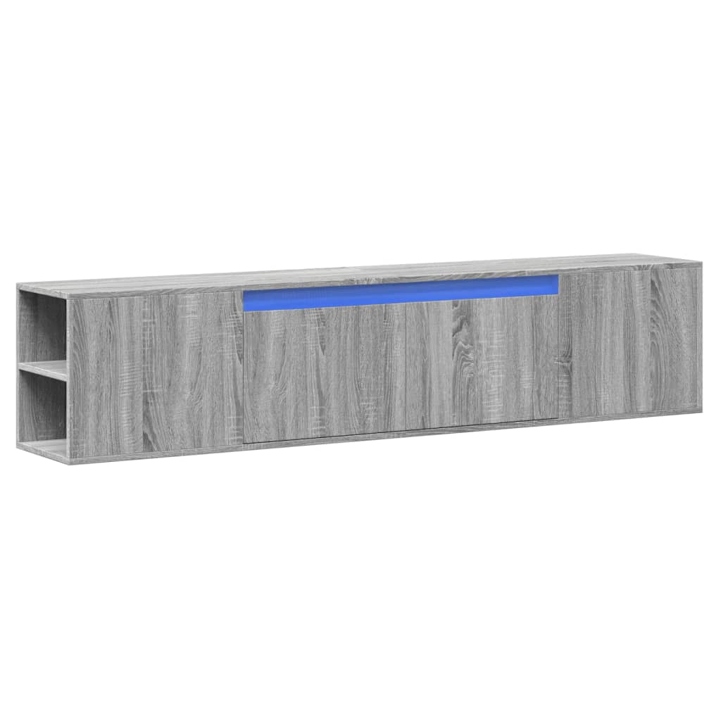 Tv-wandmeubel met LED-verlichting 180x31x39,5 cm grijs sonoma