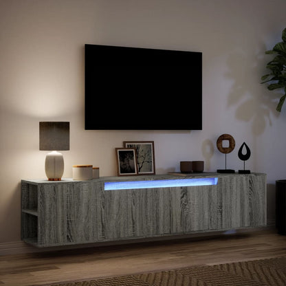Tv-wandmeubel met LED-verlichting 180x31x39,5 cm grijs sonoma