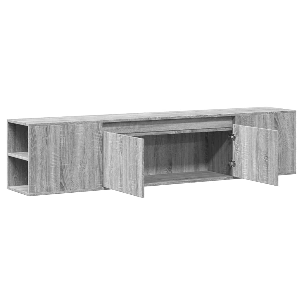 Tv-wandmeubel met LED-verlichting 180x31x39,5 cm grijs sonoma