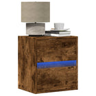 Nightstands with LEDs 2 pcs wall-mounted smoked oak
