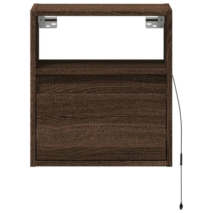 Nachtkastjes met LED's 2 st wandgemonteerd bruin eikenkleur
