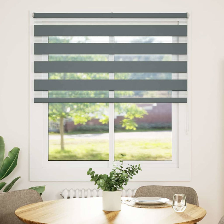 Zebra rolgordijn 135x150 cm stofbreedte 130,9 cm donkergrijs