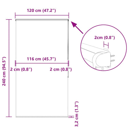 Doucherolgordijn met cassette 120x240 cm stofbreedte 116 cm