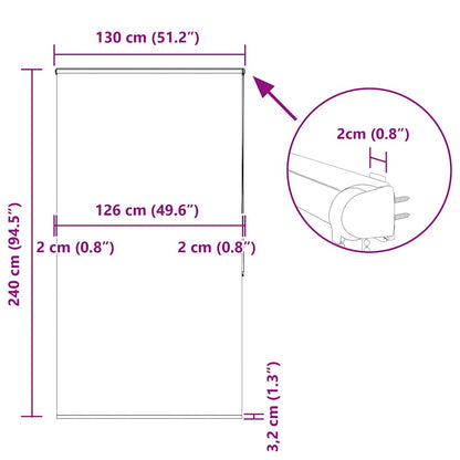 Doucherolgordijn met cassette 130x240 cm stofbreedte 126 cm