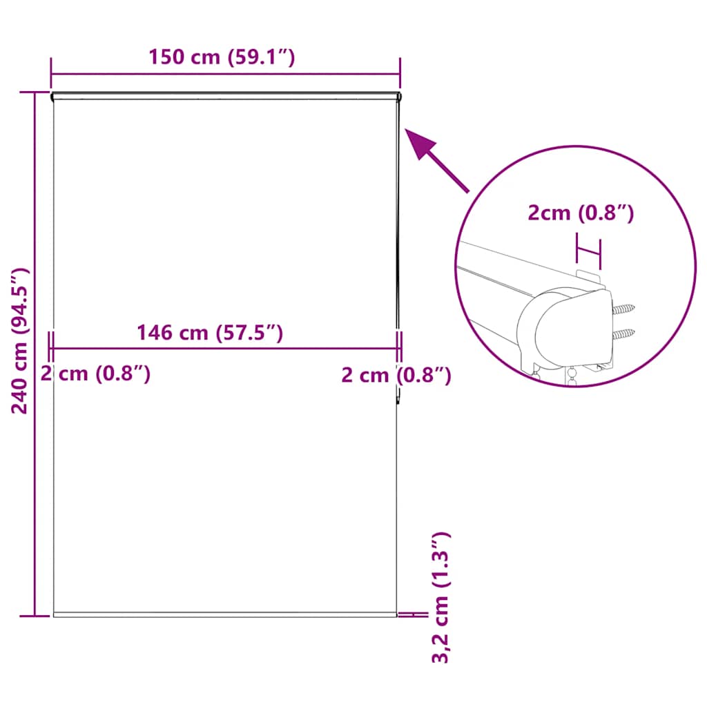 Doucherolgordijn met cassette 150x240 cm stofbreedte 146 cm