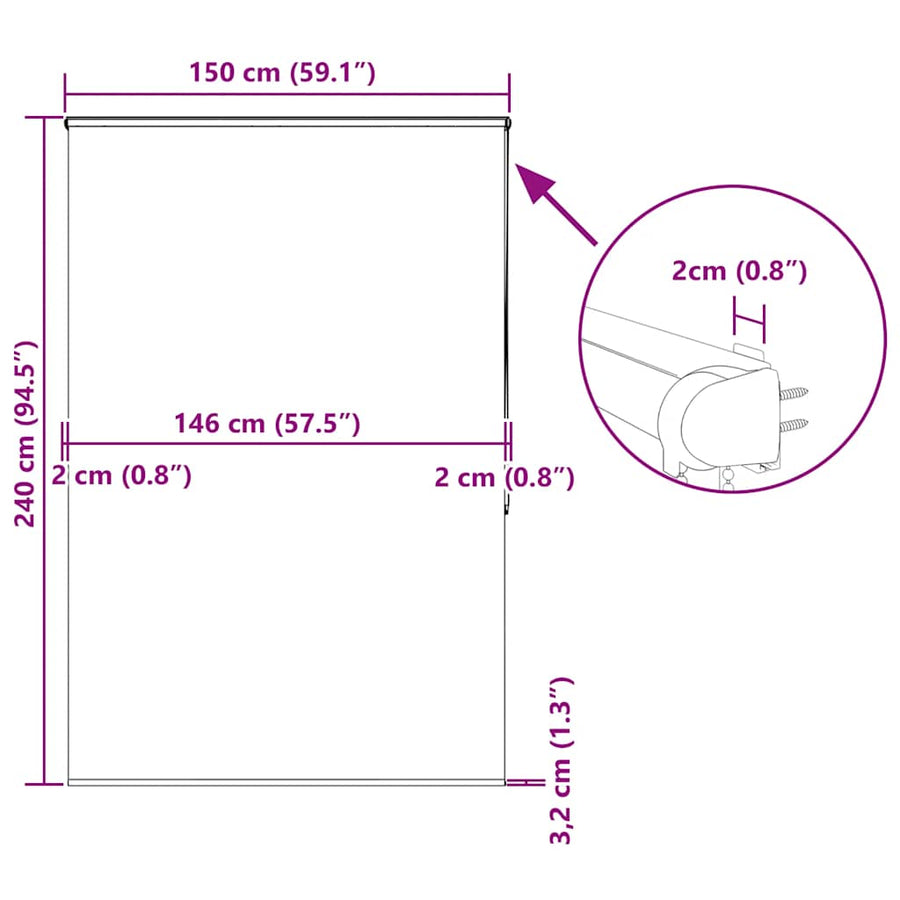 Doucherolgordijn met cassette 150x240 cm stofbreedte 146 cm