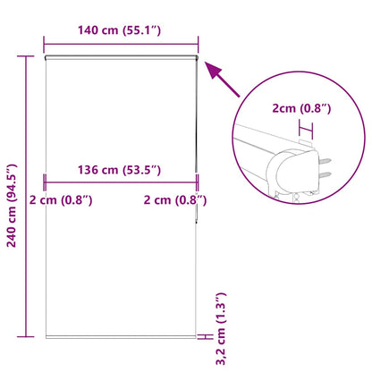 Doucherolgordijn met cassette 140x240 cm stofbreedte 136 cm