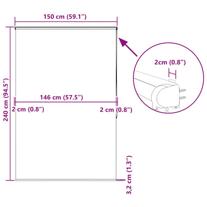 Doucherolgordijn met cassette 150x240 cm stofbreedte 146 cm
