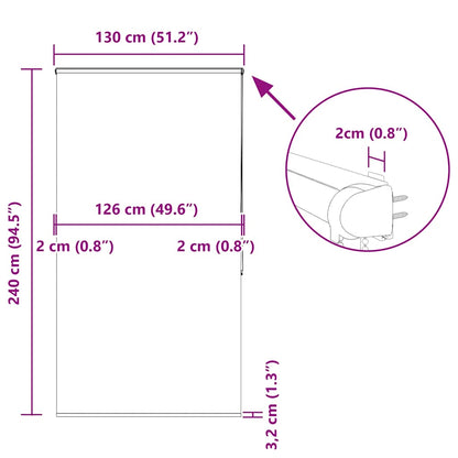 Doucherolgordijn met cassette 130x240 cm stofbreedte 126 cm