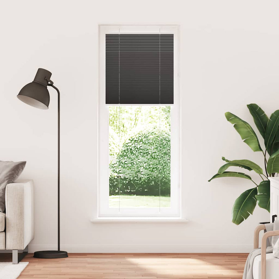 Plissé rolgordijn 75x200 cm stofbreedte 74,4 cm polyester zwart