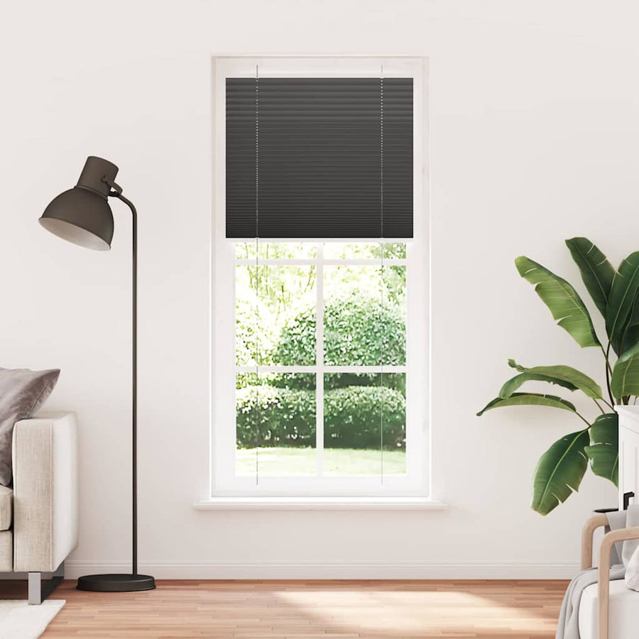Plissé rolgordijn 95x200 cm stofbreedte 94,4 cm polyester zwart