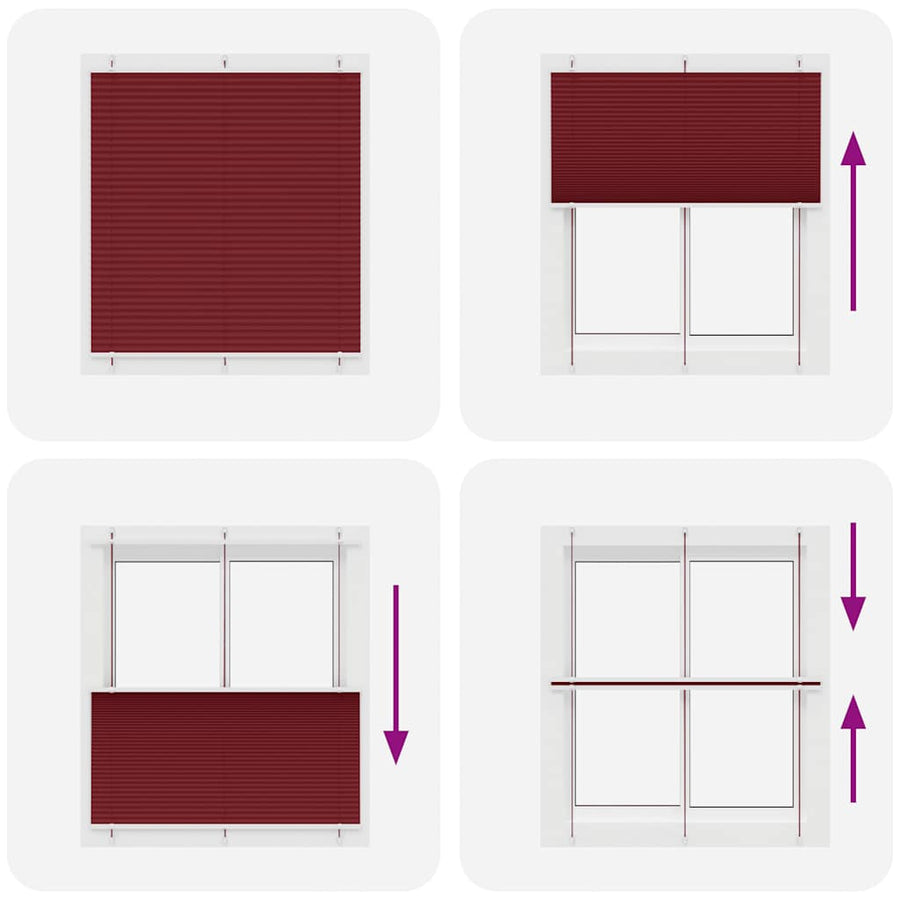 Plissé rolgordijn 120x150cm stofbreedte 119,4cm bordeauxrood