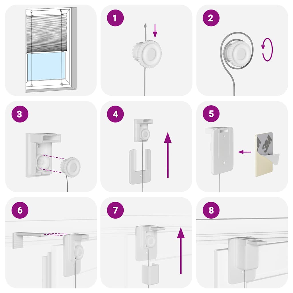 Plissé rolgordijn 60x200 cm stofbreedte 59,4 cm polyester roze