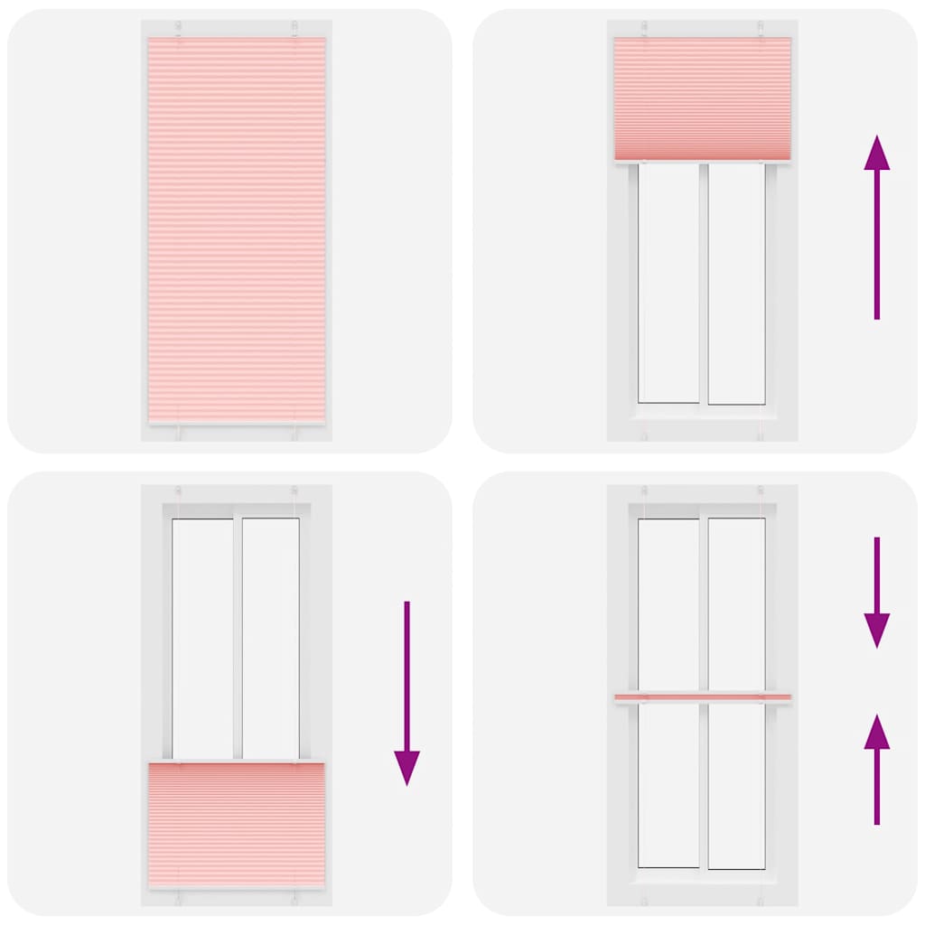 Plissé rolgordijn 90x200 cm stofbreedte 89,4 cm polyester roze